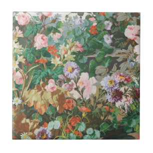 Maximalist Dream Vintage Dark Floral  Ceramic Tile