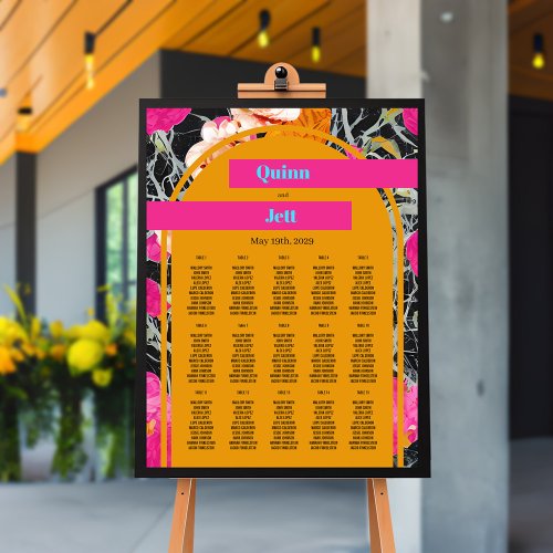 Maximalist Floral Arch Wedding Seating Chart Foam Board