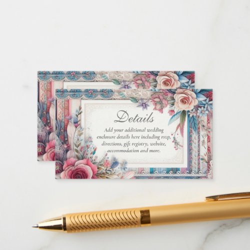 Maximalist Floral Shabby Country Vintage DETAILS Enclosure Card