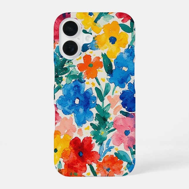 Maximalist Floral Watercolor Pattern iPhone Case (Back)