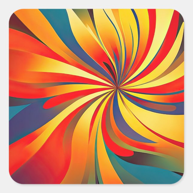 Maximalist Flower Wavy Design Square Sticker (Front)