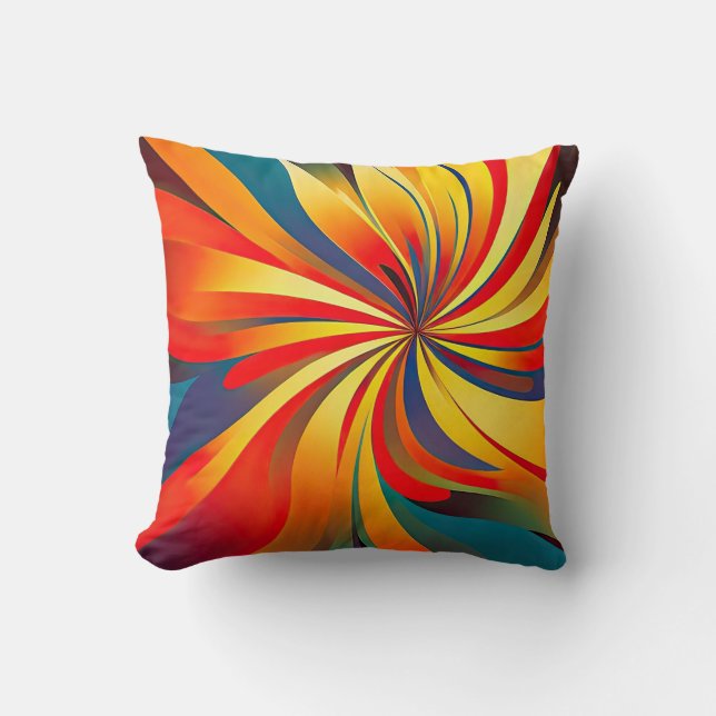 Maximalist Flower Wavy Design Throw Pillow (Front)