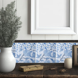 Maximalist French Cottage Blue Floral Ceramic Tile