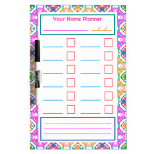 Maximalist Funky Pink Back to School Checklist Dry Erase Board