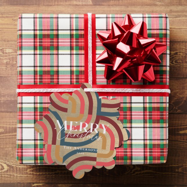 Maximalist Geometric Gold Christmas Photo Ornament Card (Insitu (Gift))