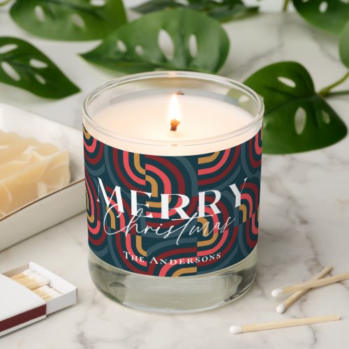 Maximalist Geometric Teal Christmas Photo Scented Candle