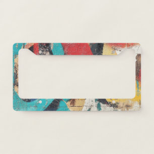 Maximalist Graffiti with Red Yellow Blue Splashes License Plate Frame
