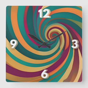 Maximalist Jewel Spiral Swirl Design Statement Square Wall Clock