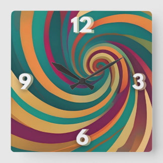 Maximalist Jewel Spiral Swirl Design Statement  Square Wall Clock