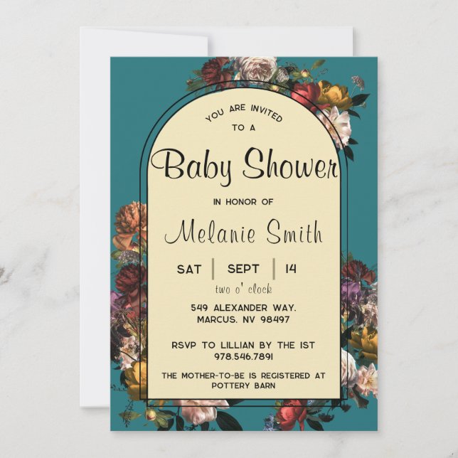 Maximalist Jewel Toned Baby Shower Invitation (Front)