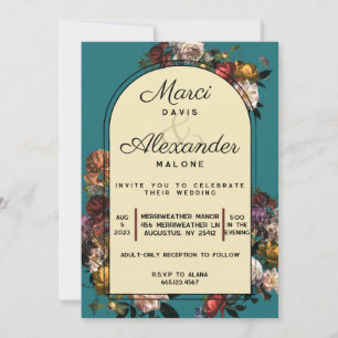 Maximalist Jewel Toned Wedding Invitation