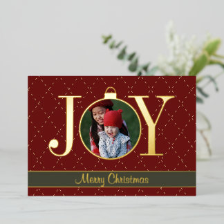 Maximalist JOY Christmas Photo Real Foil Holiday Card