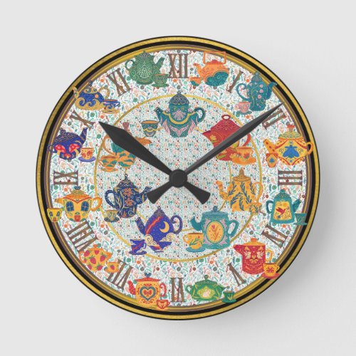 Maximalist Kitchen Decor Teatime Cottage Custom Round Clock