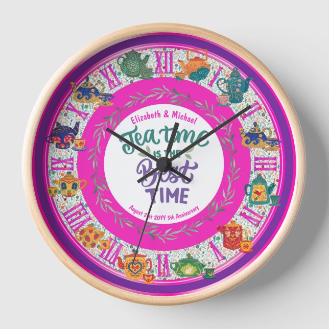Maximalist Kitchen Tea Time Personalized ANY EVENT Clock (Front)
