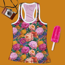 Maximalist Lilac and Peach Blooms on Pink