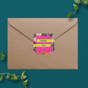 Maximalist Modern Marbled Floral Square Sticker