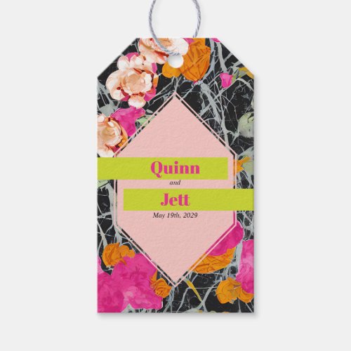 Maximalist Modern Marbled Floral Wedding Gift Tags