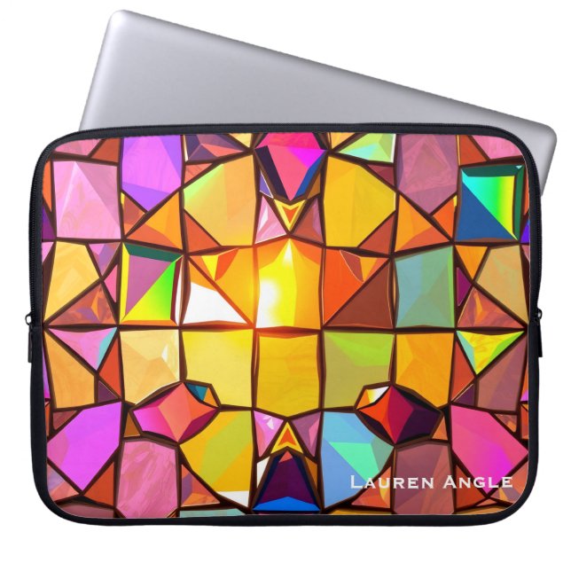 Maximalist Mosaic Mirror Aesthetic Office Laptop Sleeve (Front)
