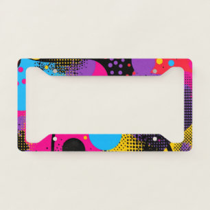 Maximalist Neon Brushstroke Abstract License Plate Frame
