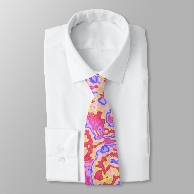 Maximalist Neon Trippy Acid Trip Groovy Marble Neck Tie (Tied)