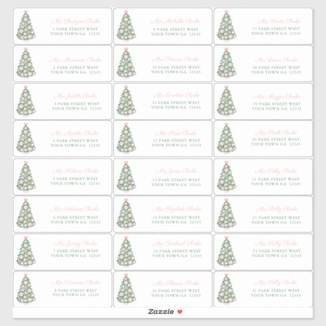 Maximalist Pink Baubles Holidays Cards Address Sticker (Sheet)