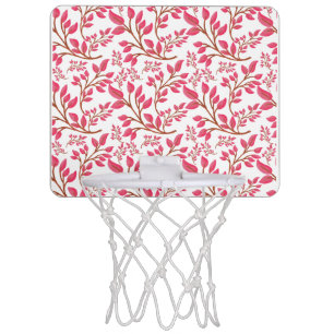 Maximalist Pink Botanical Pattern — Hot Pink Leaf Mini Basketball Hoop