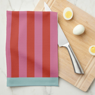 Maximalist Pink & Red Stripe with Turquoise Border Kitchen Towel