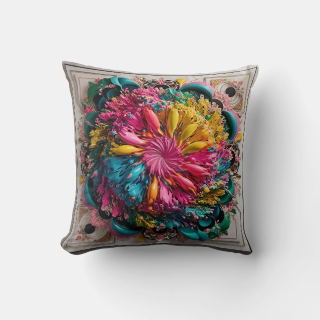 Maximalist Printable Eclectic Abstract Colourful  Throw Pillow (Front)