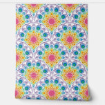 Maximalist Rainbow Floral Fountain Art Deco Scales Wallpaper