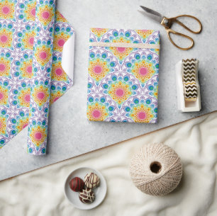 Maximalist Rainbow Floral Fountain Art Deco Wrapping Paper