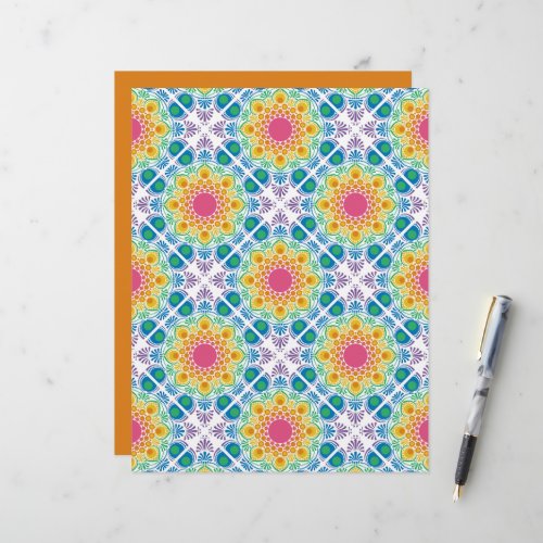 Maximalist Rainbow Floral Fountain Diamond Tile
