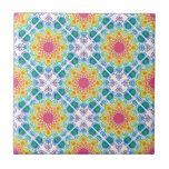 Maximalist Rainbow Floral Fountain Diamond Tile