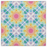 Maximalist Rainbow Floral Fountain Diamond Tile Fabric