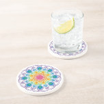 Maximalist Rainbow Floral Fountain Dot Mandala Coaster