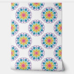 Maximalist Rainbow Floral Fountain Polka Dot Wallpaper