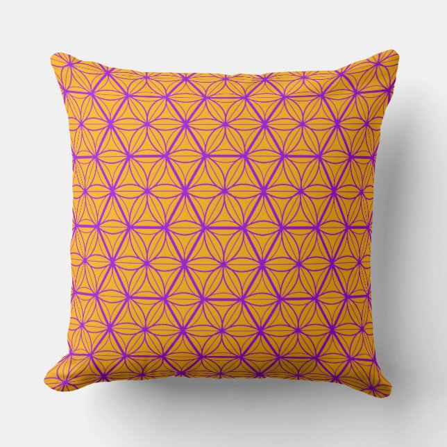 Maximalist Sacred Geometry Throw Pillow - Purple & (Front)