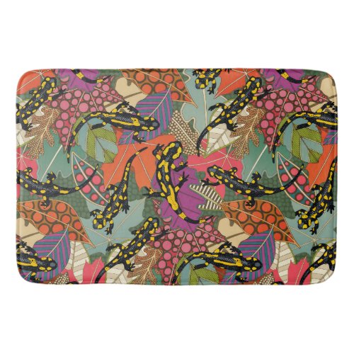 maximalist salamander forest bath mat