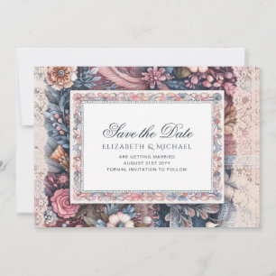 Maximalist Save The Date Vintage Floral Scrapbook Invitation