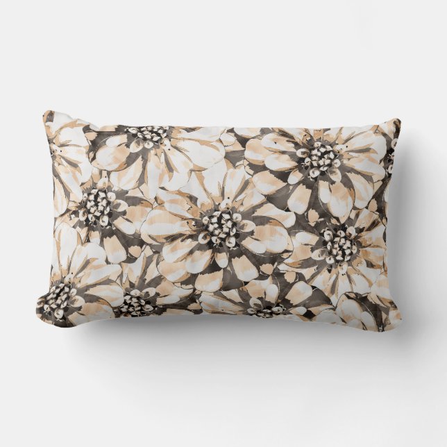 Maximalist Sepia Flowers  Lumbar Pillow (Front)