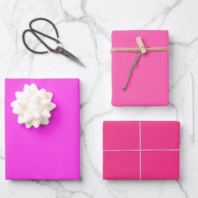 Maximalist Solid Bright Pink  Wrapping Paper Sheets (Front)