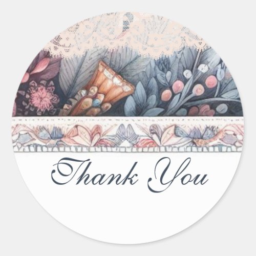 Maximalist Thank You Gift Vintage Floral Classic Round Sticker