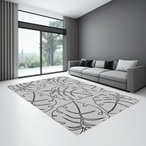 Maximalist Tropical Monstera Leaves Pattern Rug