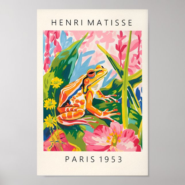 Maximalist Wall Art, Frog Poster, Pink Tropical De Poster (Front)