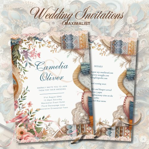 Maximalist Wedding Invitations Busy Decorative