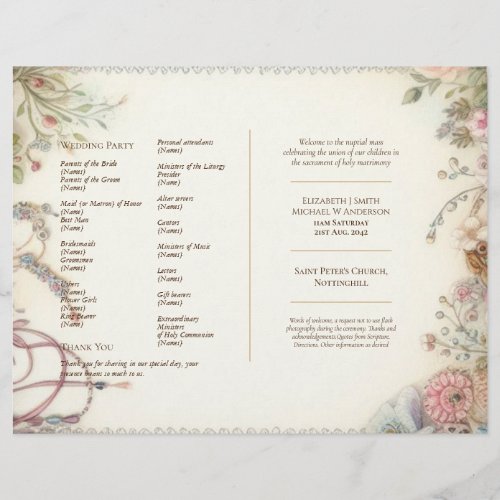 Maximalist Wedding Program Shabby Chic Vintage Flyer