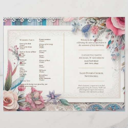 Maximalist Wedding Program Shabby Chic Vintage Flyer