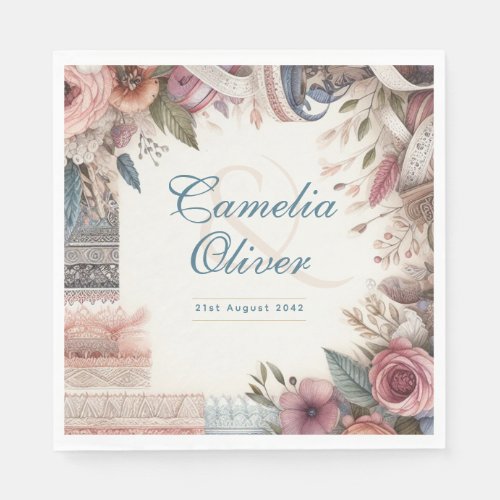 Maximalist Wedding Vintage Floral Decor Napkins