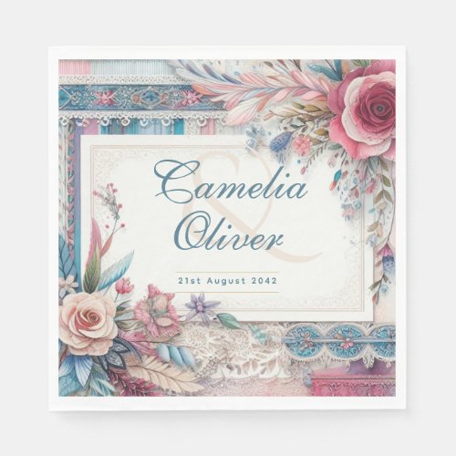 Maximalist Wedding Vintage Floral Decor Napkins