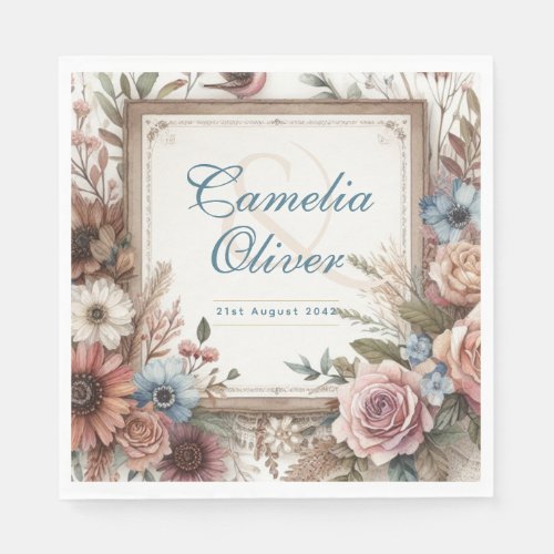 Maximalist Wedding Vintage Floral Decor Napkins