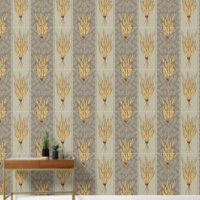 Maximalist Wheat and Leaves Pattern - Greige Beige